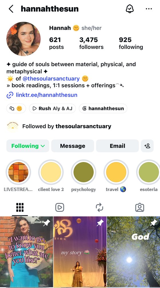 Preview of Hannah's main Instagram profile